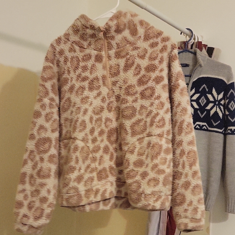 Leopard Print Fleece Hoodie